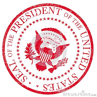 Presedent Seal Red Ruber Ink Stamp Vector Illustration