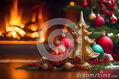 Christmas trees and the red ornaments creates a scene of enchanting holiday charm Stock Photo