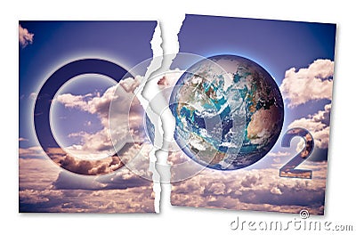 Presence of CO2 in the atmosphere - concept image with an Earth image Stock Photo