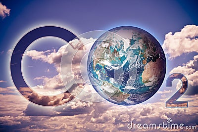 Presence of CO2 in the atmosphere - concept image with an Earth image Stock Photo