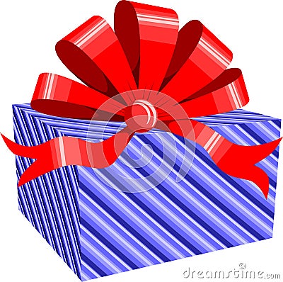 Present box and big red bow Vector Illustration