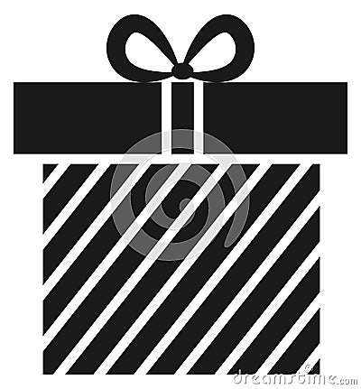 Present box icon. Decorative gift. Holiday symbol Vector Illustration