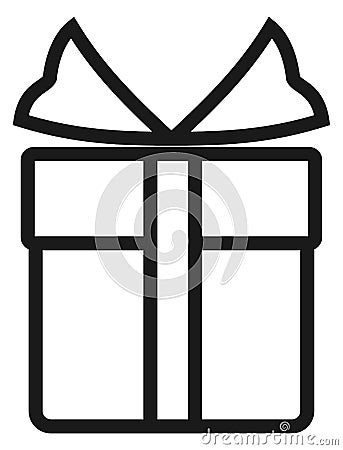 Present box icon. Linear gift package symbol Vector Illustration