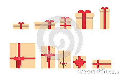 Present Box Set Different Size Collection Vector Illustration