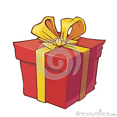 Present with golden bow Stock Photo