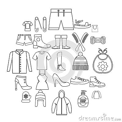 Present icons set, outline style Vector Illustration