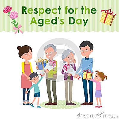 Present for loved ones_Aged`s Day family Vector Illustration