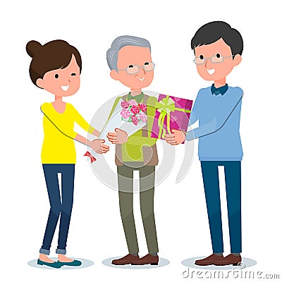 Present for loved ones_Aged`s Day Grandpa Vector Illustration
