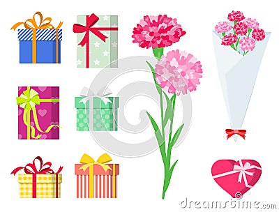 Present for loved ones_gift set Vector Illustration