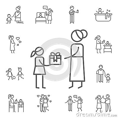 Present, mother, daughter icon. Family life icons universal set for web and mobile Stock Photo