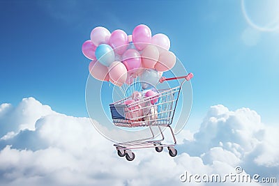 Present shopping basket purchase sale buy trolley concept commerce background cart Stock Photo