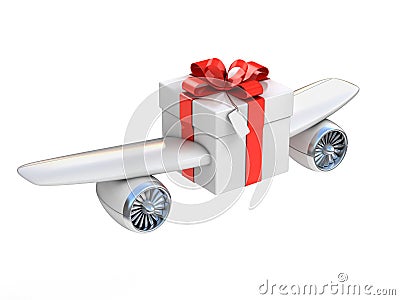 Present with wings and jet engines Cartoon Illustration