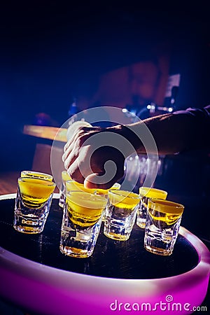 Presentable way of finishing very sophisticated drinks Stock Photo