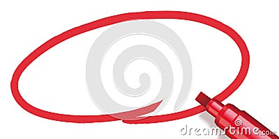 Red circle made with a marker Stock Photo