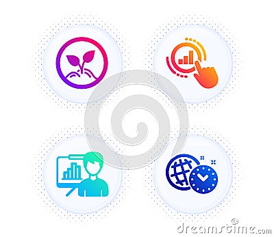 Presentation board, Graph chart and Startup icons set. Time management sign. Vector Vector Illustration