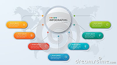 Presentation business infographic template with 7 options. Vector Illustration