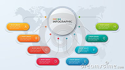 Presentation business infographic template with 8 options. Vector Illustration
