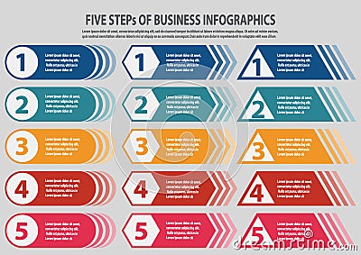 Presentation business infographic template with 5 steps Cartoon Illustration