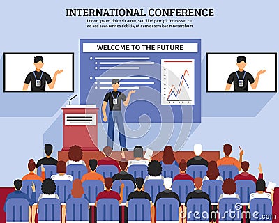 Presentation Conference Hall Composition Vector Illustration