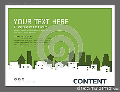 Presentation design template, City buildings and real estate concept, Vector modern background Vector Illustration