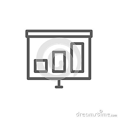 Presentation with growing schedule line icon. Vector Illustration