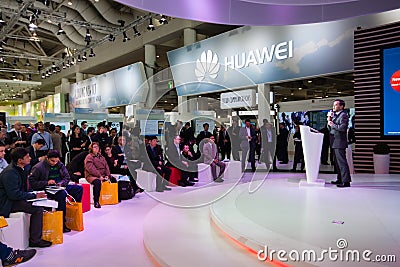 Presentation of Huawei product line president Jeff Wang Editorial Stock Photo