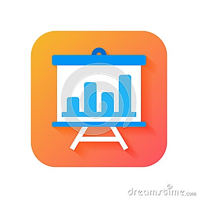 Presentation Icon, slide icon, Analytic. Modern Icon in Flat style on Gradient background. Vector icon for any purposes Stock Photo