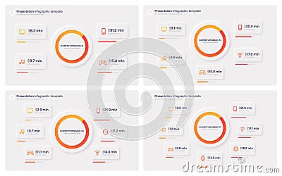 Presentation infographic templates in a modern clean style. 4 5 6 7 options Vector Illustration