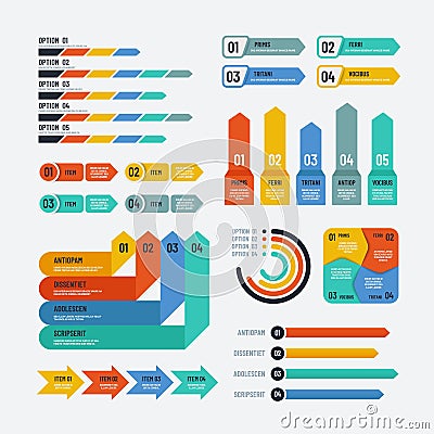 Presentation infographics. Flowchart timeline process chart workflow option diagrams. Infographic vector elements Vector Illustration