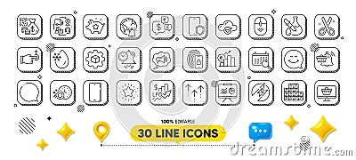 Presentation, Loyalty points and Cut line icons pack. For web app. 3d design elements. Vector Stock Photo