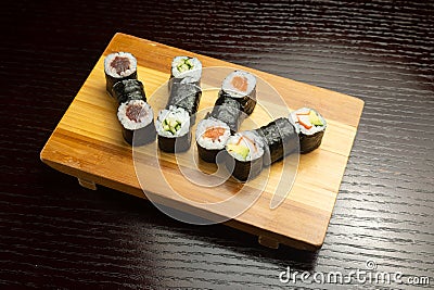 Closeup of Maki Sushi Moriawase varied Stock Photo