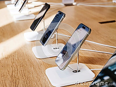 presentation of the new Apple Computers iPhone, featuring hero objects inside an Editorial Stock Photo