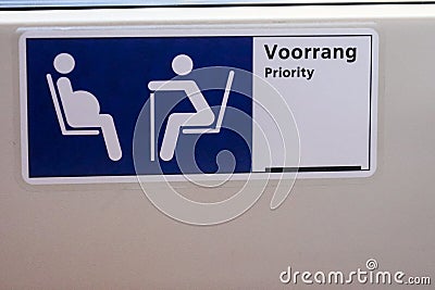 Presentation new INCG intercity in the Netherlands : Priority sign Editorial Stock Photo
