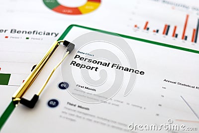 Presentation Personal Finance Report Spreadsheet Plannnig Statistics Stock Photo