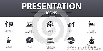 Presentation simple concept icons set Vector Illustration