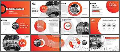 Presentation and slide layout background. Design red gradient circle template. Use for business annual report, flyer, marketing, Vector Illustration