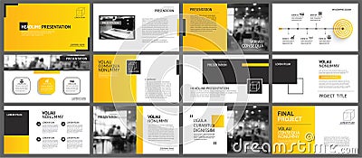 Presentation and slide layout background. Design yellow and orange gradient geometric template. Use for business annual report, Vector Illustration