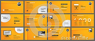 Presentation and slide layout template. Design orange gradient in paper style background. Use for business annual report, keynote Vector Illustration