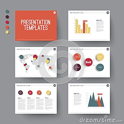 Presentation slides with infographic elements Vector Illustration