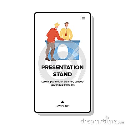 Presentation Stand Consultant Talk With Client Vector Vector Illustration