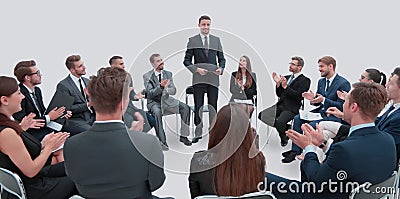 Speaker giving a talk on corporate Business Conference. Busines Stock Photo