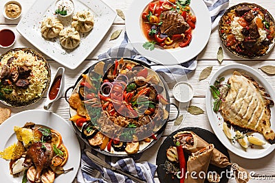 Presentation of variety georgian cuisine Stock Photo