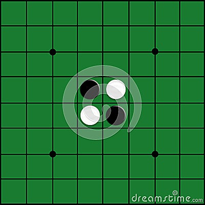 Presenting the board game Reversi or Otello White and black point positioning To start the game Suitable for use in design Stock Photo