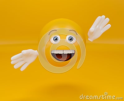 Presenting emoji on orange background, greeting emoticon Stock Photo