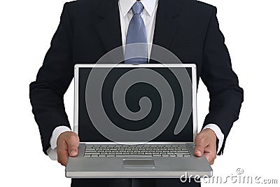 Presenting laptopn Stock Photo