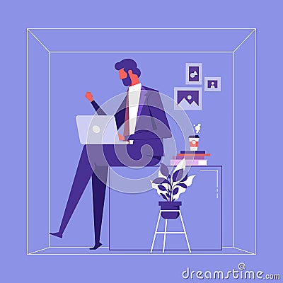 Presenting to introvert man vector concept Vector Illustration