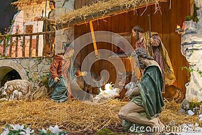 The Presepio Inside St. Peter`s Cathedral for Christmas, Vatican, Italy Editorial Stock Photo