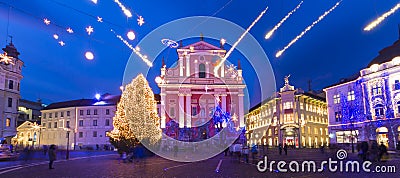 Preseren's square, Ljubljana, Slovenia, Europe. Editorial Stock Photo