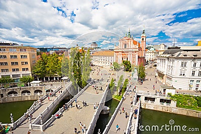 Preseren square, Ljubljana, capital of Slovenia. Editorial Stock Photo