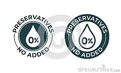 Preservatives no added vector 0 percent icon. Natural food package stamp, preservatives free seal Vector Illustration